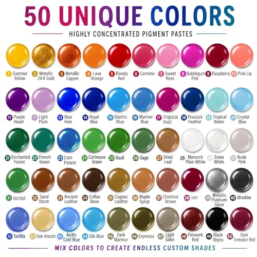 50 Colors Epoxy Resin Pigment Paste Set
