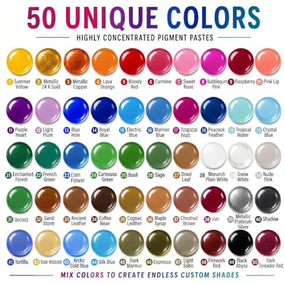 50 Colors Epoxy Resin Pigment Paste Set