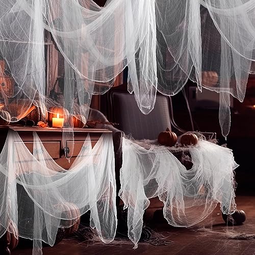 Halloween Cheese cloth 85 x 394 Inch White Cheesecloth Roll for Crafts Large Cotton Muslin Gauze Fabric for Halloween Outdoor & Indoor Spooky Decoration