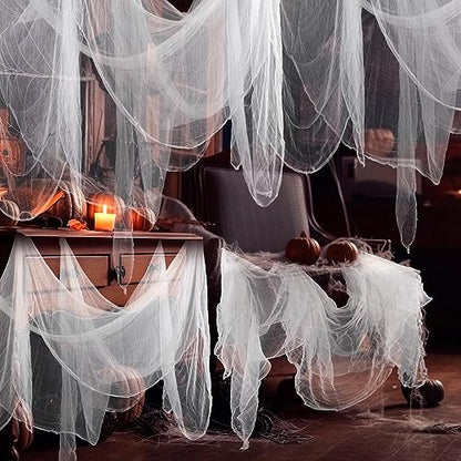 Halloween Cheese cloth 85 x 394 Inch White Cheesecloth Roll for Crafts Large Cotton Muslin Gauze Fabric for Halloween Outdoor & Indoor Spooky Decoration