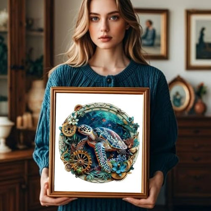 Embossed Turtle Puzzles Adults Gifts for Women Men Wooden 200 Pieces 11.4 * 11.3in (190 Count)