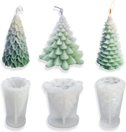 Christmas Tree Silicone Mold 3D Candle Molds for Making Tree Shaped Silicone Epoxy Resin Mold 3D Christmas Pine Tree Silicone Mold for Epoxy Resin Casting DIY Aromatherapy Candles Wax Gift Decoration