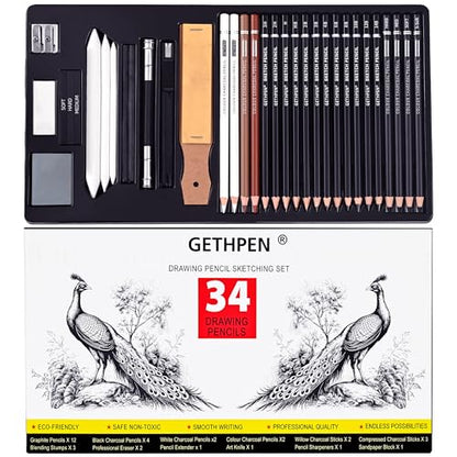 Drawing Sketching Pencil Set (34 Count)