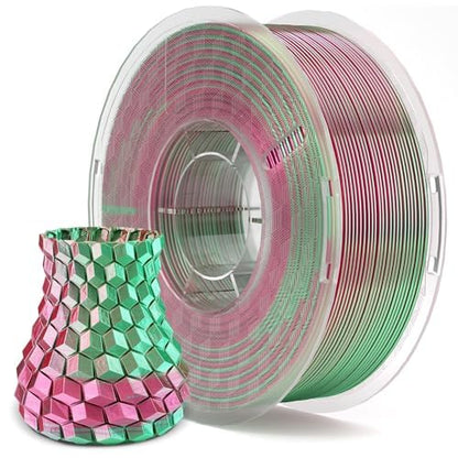 Silk PLA 3D Printer Filament 1.75mm Dual Color Green Red 1KG (35.2 Ounce)