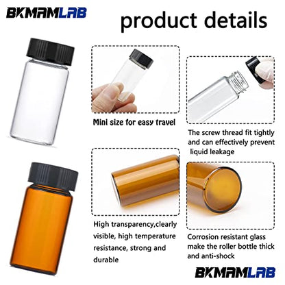 4ml Amber Small Glass Vials 100pcs with Screw Caps (100 Count)