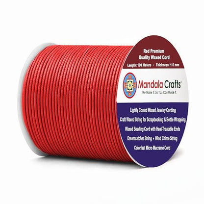 1.5mm Red Waxed Cord (327 Foot)