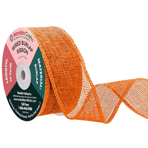 1 1 2 in Wide Orange Wired Burlap Ribbon for Crafts (30 Foot)