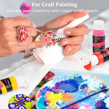 36 Colors Acrylic Paint Set with 12 Brushes (72 Fl Oz)