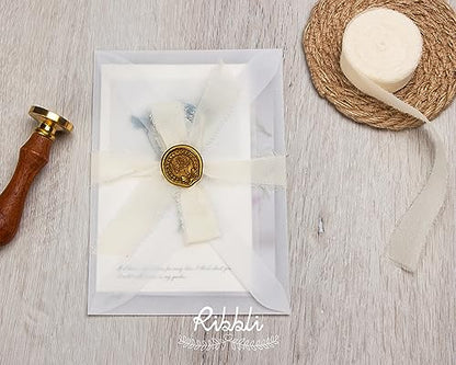 Ivory Chiffon Ribbon 1 Inch x 20 Yard Handmade Fringe Chiffon Silk Ribbon Ivory Ribbon for Gifts Wrapping (60 Foot)