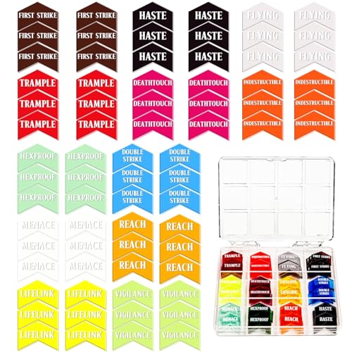 72 Pieces MTG Keyword Counters with Box for Magic The Gathering Colored MTG Creature Stats Buff Tokens MTG Gift Accessories