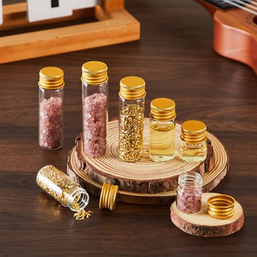 100 Pcs Small Clear Vials Spice Mini Jars with Lids Mini Glass Bottles with Screw Aluminum Metal Caps Tiny Jars Sample Containers for Powder Cream Cosmetic Jewelry Wedding (100 Count)