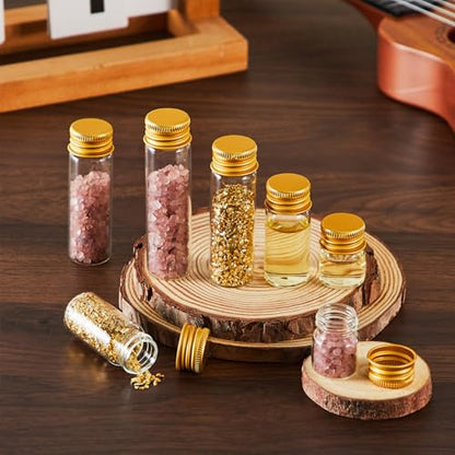 100 Pcs Small Clear Vials Spice Mini Jars with Lids Mini Glass Bottles with Screw Aluminum Metal Caps Tiny Jars Sample Containers for Powder Cream Cosmetic Jewelry Wedding (100 Count)