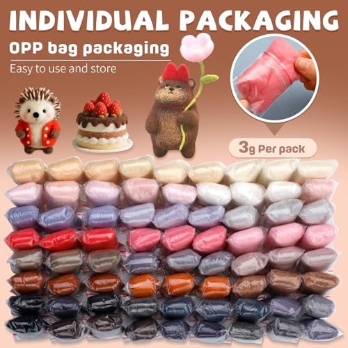 72 Pcs Needle Felting Wool (72 Count)