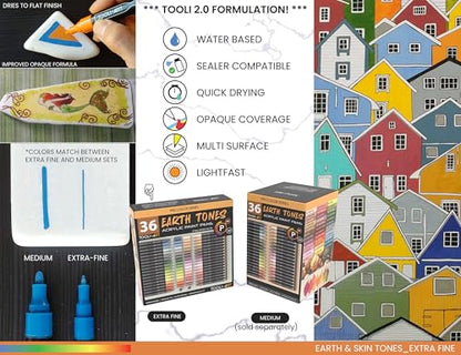 36 Acrylic Paint Pens Skin and Natural Earth Tone Marker Set For Rock Painting (36 Count)