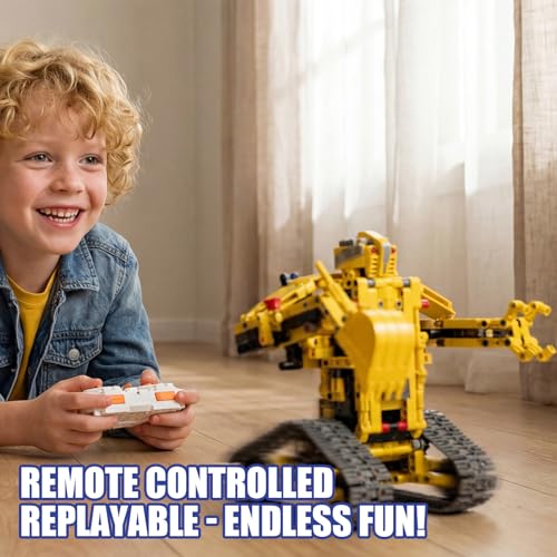 5-in-1 RC Excavator Building Kit for Kids 6+ | STEM Toys|555pcs App/Remote Controlled Excavator Kit | for Boys & Girls Ages 6+ | Rechargeable l Coding Robot Toy