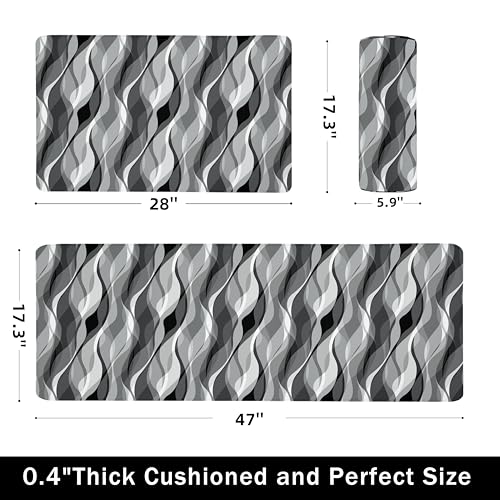 Kitchen Mats for Floor Modern Abstract Kitchen Rugs Grey Stripe Anti Fatigue Kitchen Mats Waterproof Floor Mats Cushioned Non