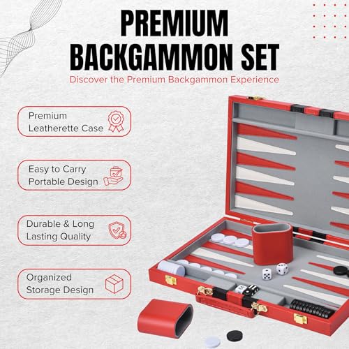 Premium Backgammon 18" Large Red
