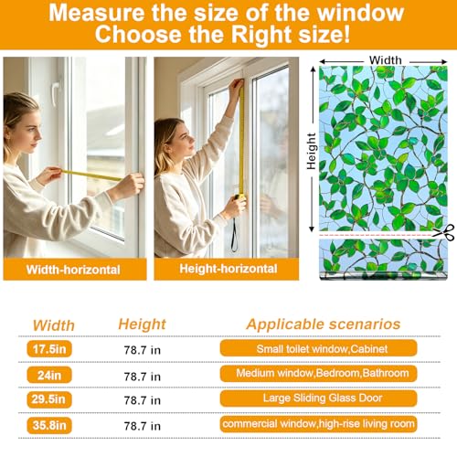 Privacy Window Film Upgraded 24H Day & Night Privacy Heat Insulation Static Cling Decorative Glass Film
