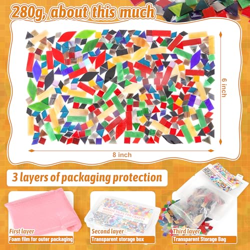 Mosaic Glass Pieces Tiles for Adults (320 Count)