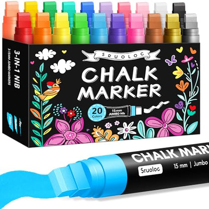 Window Chalk Markers for Glass Washable (20 Count)