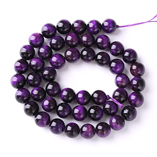 4mm 90pcs A+ Natural Purple Tiger Eye Stone Beads Round Spacer Loose Beads for Jewelry Making DIY Bracelet Necklace 15" Inch
