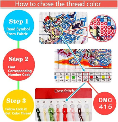 Stamped Cross Stitch Kits for Adults Beginners Pillow Needlepoint Kit with Embroidery Pattern Needlework Kit Prestamped Stitches Kit 11CT Cross Stitching