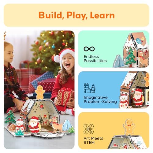 Magnetic Tiles Gingerbread House Holiday Character Action Figures Santa