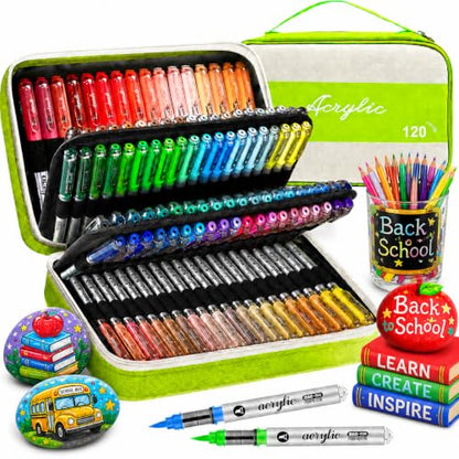 120 Colors Soft Brush Tip Acrylic Paint Markers (120 Count)