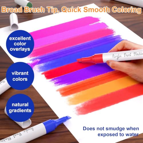 48 Colors Dual Tip Chisel & Brush Acrylic Paint Markers
