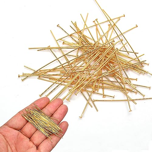 150pcs 18K Gold Filled Flat Head Pins Non Tarnish Craft Earring Bracelet Jewelry Making Accessories Supplies (150 Count)