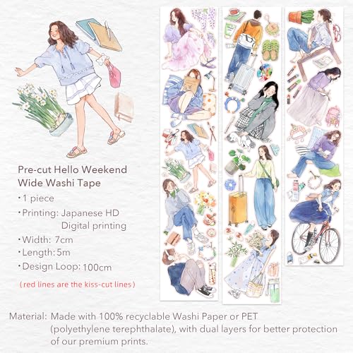 Pre Cut Hello Weekend Wide Washi Tape