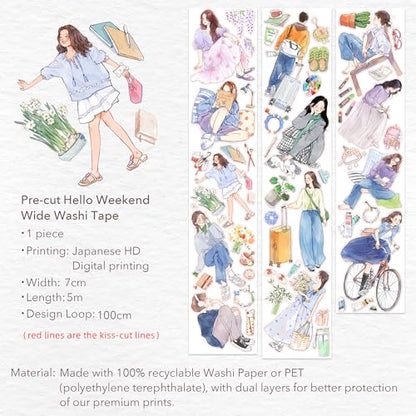 Pre Cut Hello Weekend Wide Washi Tape