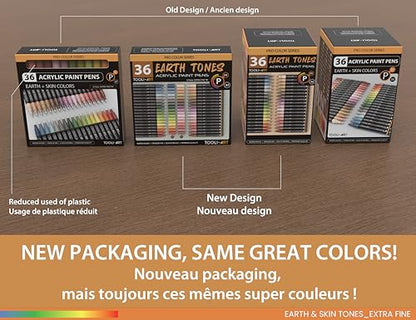 36 Acrylic Paint Pens Skin and Natural Earth Tone Marker Set For Rock Painting (36 Count)