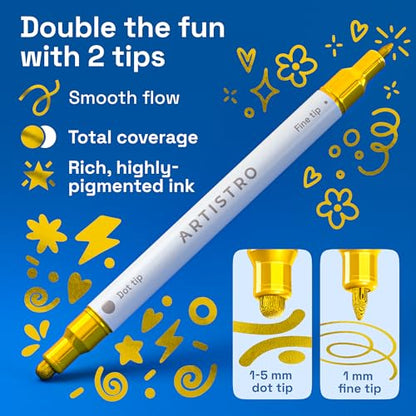 Gold Dual Tip Acrylic Paint Marker Pens (12 Count)