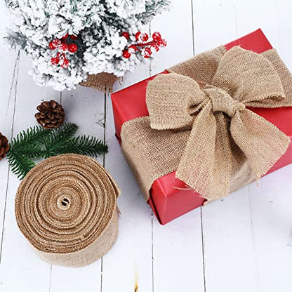 20 Yard 4 Inches Burlap Ribbon Wide Jute Ribbon Natural Burlap Fabric Roll Wired Edge for Wreaths