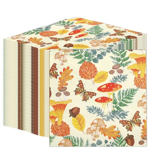 100 x Disposable Fall Paper Napkins (100 Count)
