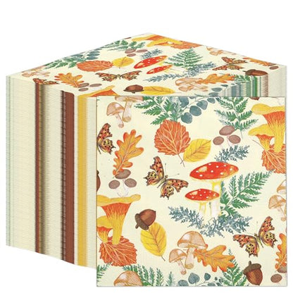 100 x Disposable Fall Paper Napkins (100 Count)
