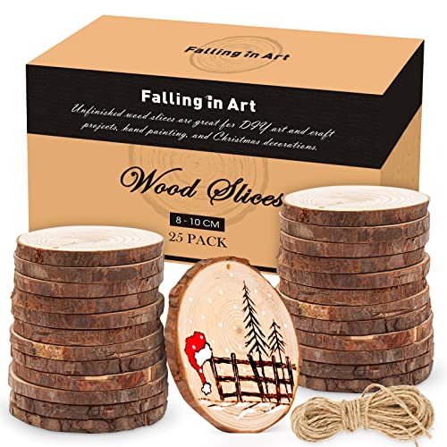 3.1 4 Inches Natural Wood Slices Set for Crafts (25 Count)