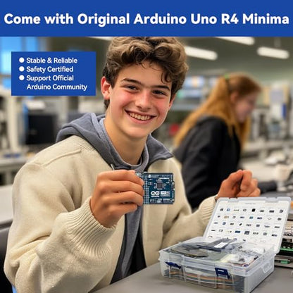 3-in-1 Super Starter Kit with Original Arduino Uno R4 Minima, IoT&Smart Car Projects, ESP8266 WiFi, 50+ Step-by-Step Tutorials for Beginners to Engineers, RoHS Compliant