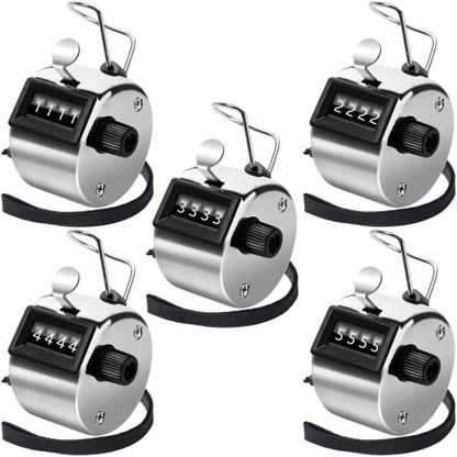 5Pcs Metallic Handheld Tally Clicker Counter 4 Digital Number