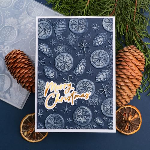 3D Christmas Theme Plastic Embossing Folders Lemon Pine Nut for DIY Scrapbooking Photo Album Card Paper Craft Decoration for Card Making