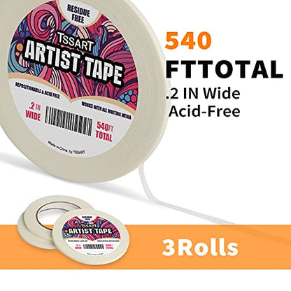 3 Pack White Artist Tape (180 Foot)
