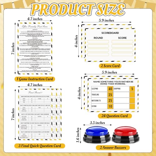 Office Party Friendly Feud Game with 2 Answer Buzzers for Work (32 Count)