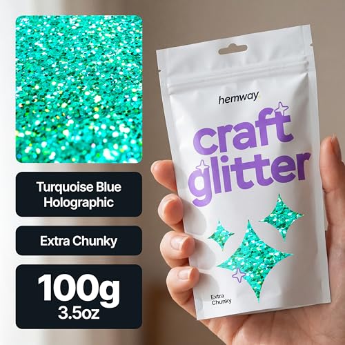 Craft Glitter Turquoise Blue Holographic 100g Extra Chunky Glitter (100 Gram)
