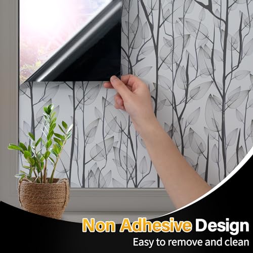Leaf Pattern Window Tint Blackout Window Cover 17.7'' x 78.7''