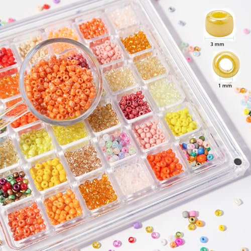11200pcs Glass Seed Beads for DIY Crafting Bracelet Necklace Embroidery Jewelry Making Supplies (11200 Count)