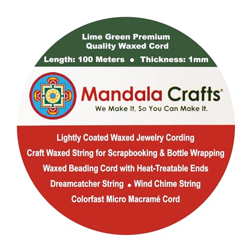 1mm Lime Green Cotton Waxed Cord for Jewelry Making (327 Foot)