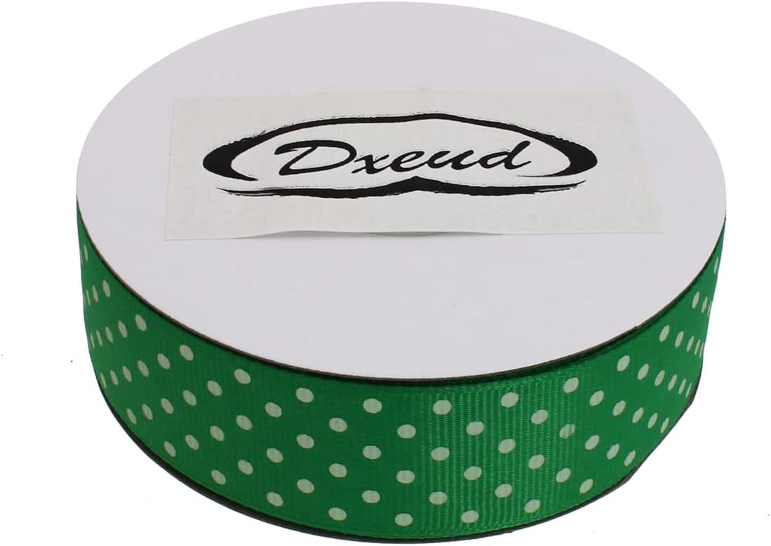 Polka Dot Grosgrain Ribbon 25 Yard Each Roll 100% Polyester (1", Green) - Crafty Corner