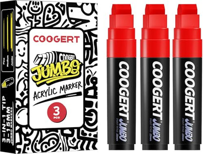 3Pcs Red Jumbo Poster Markers