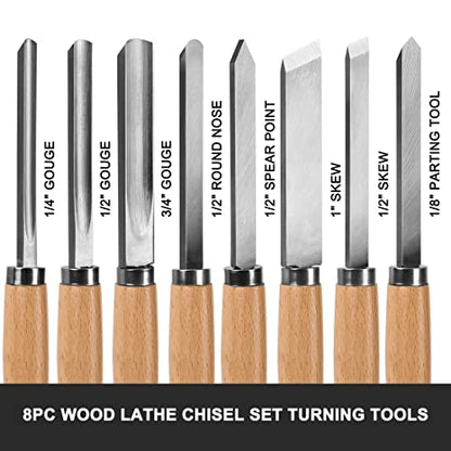 Professional Wood Turning Chisel 8 pcs Set